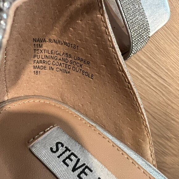 Steve Madden Nava Rhinestone Square Toe Ankle Strap Sandals Heels Shoes Size 11M - Picture 12 of 12